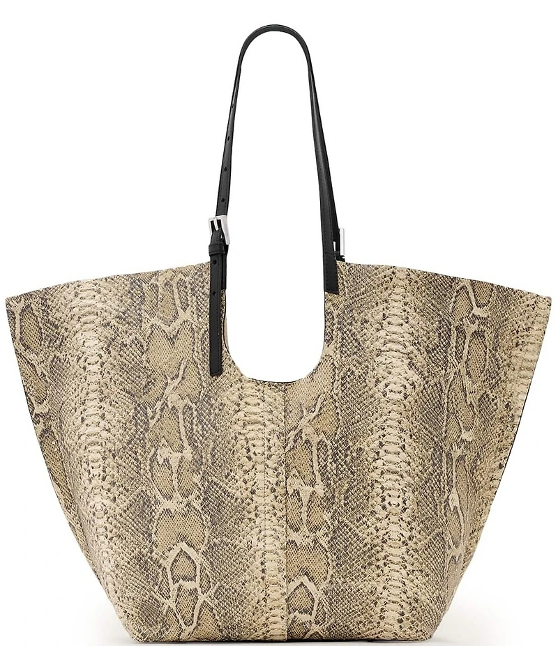 ALLSAINTS Ara East/West Snake Print Tote Bag