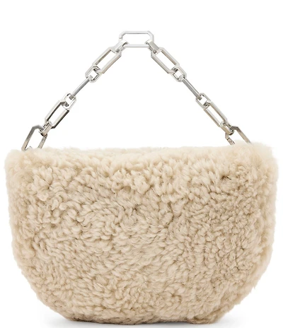 ALLSAINTS Cream Madea Mini Shearling Clutch