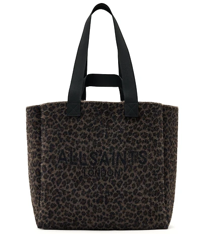 ALLSAINTS Izzy Fuzzy Leopard Large Tote Bag
