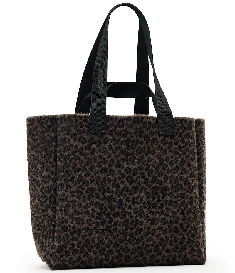 ALLSAINTS Izzy Fuzzy Leopard Large Tote Bag