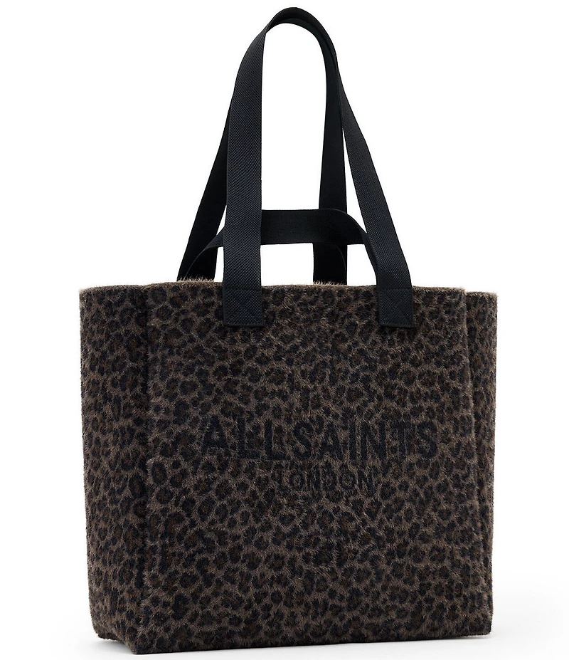 ALLSAINTS Izzy Fuzzy Leopard Large Tote Bag