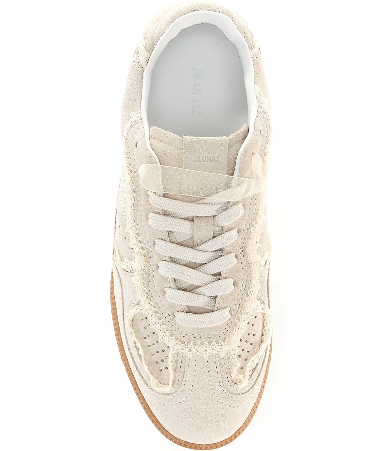 ALOHAS Tb.490 Suede Crochet Lace Trim Detail Sneakers