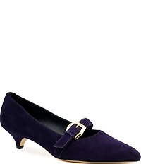 Amalfi Abito Suede Buckle Strap Kitten Heel Pumps