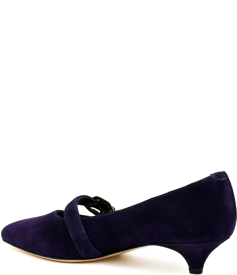 Amalfi Abito Suede Buckle Strap Kitten Heel Pumps
