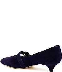 Amalfi Abito Suede Buckle Strap Kitten Heel Pumps