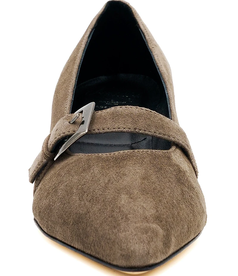 Amalfi Abito Suede Buckle Strap Kitten Heel Pumps