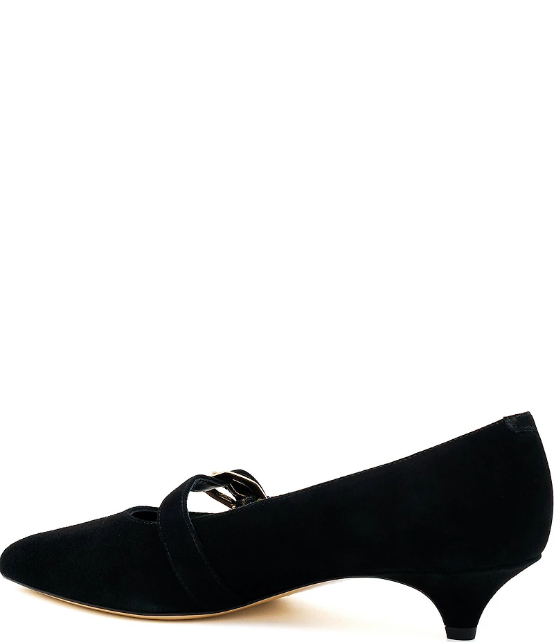 Amalfi Abito Suede Buckle Strap Kitten Heel Pumps