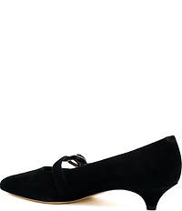 Amalfi Abito Suede Buckle Strap Kitten Heel Pumps
