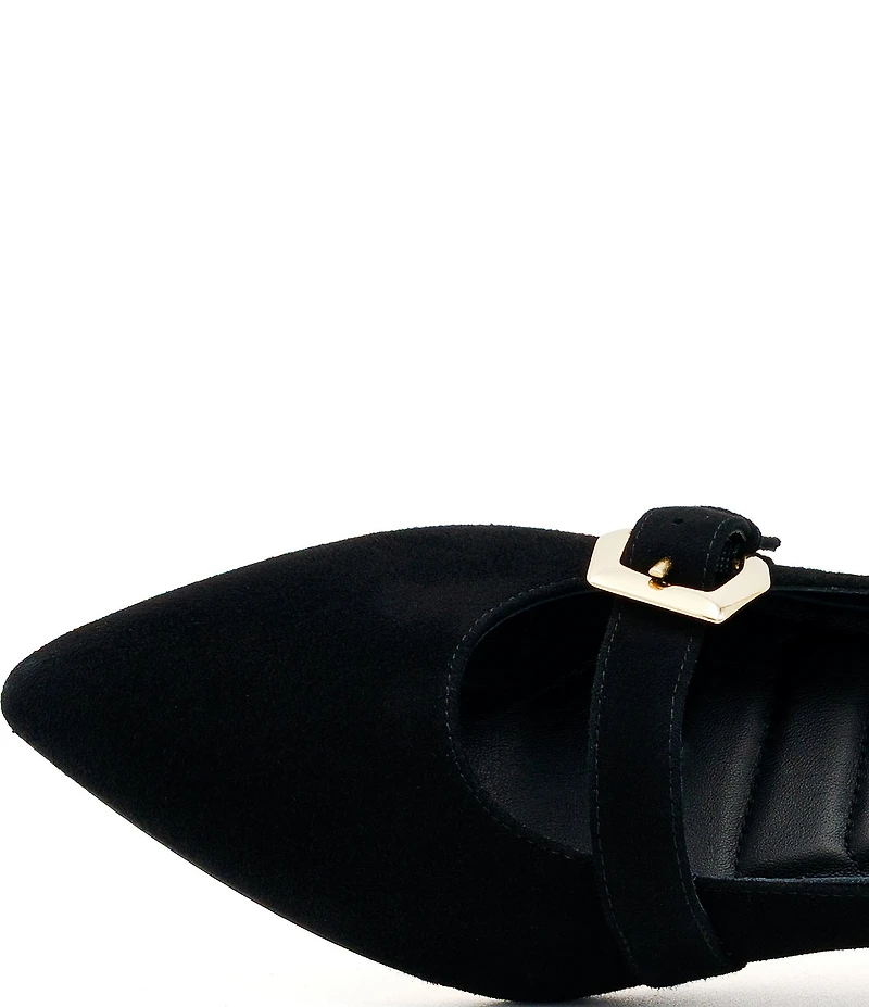 Amalfi Abito Suede Buckle Strap Kitten Heel Pumps