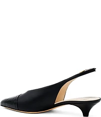 Amalfi Accento Leather Cap Toe Kitten Heel Slingback Pumps