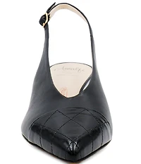 Amalfi Accento Leather Cap Toe Kitten Heel Slingback Pumps