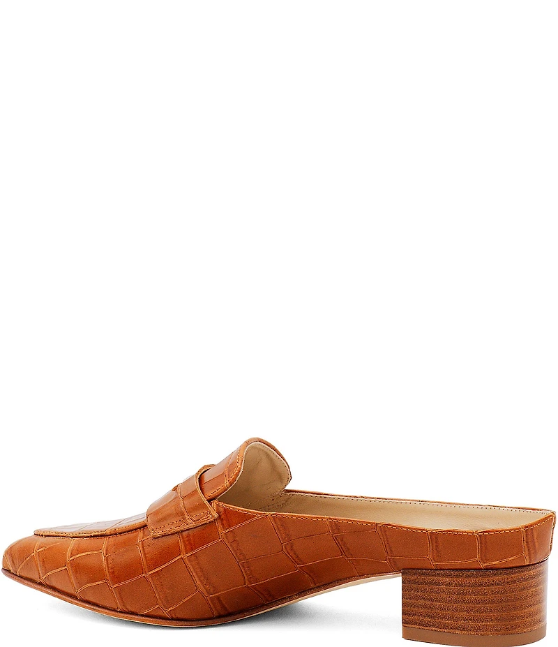 Amalfi Adepto Croco Print Leather Block Heel Mules