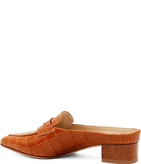 Amalfi Adepto Croco Print Leather Block Heel Mules