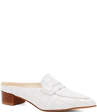 Amalfi Adepto Croco Print Leather Block Heel Mules