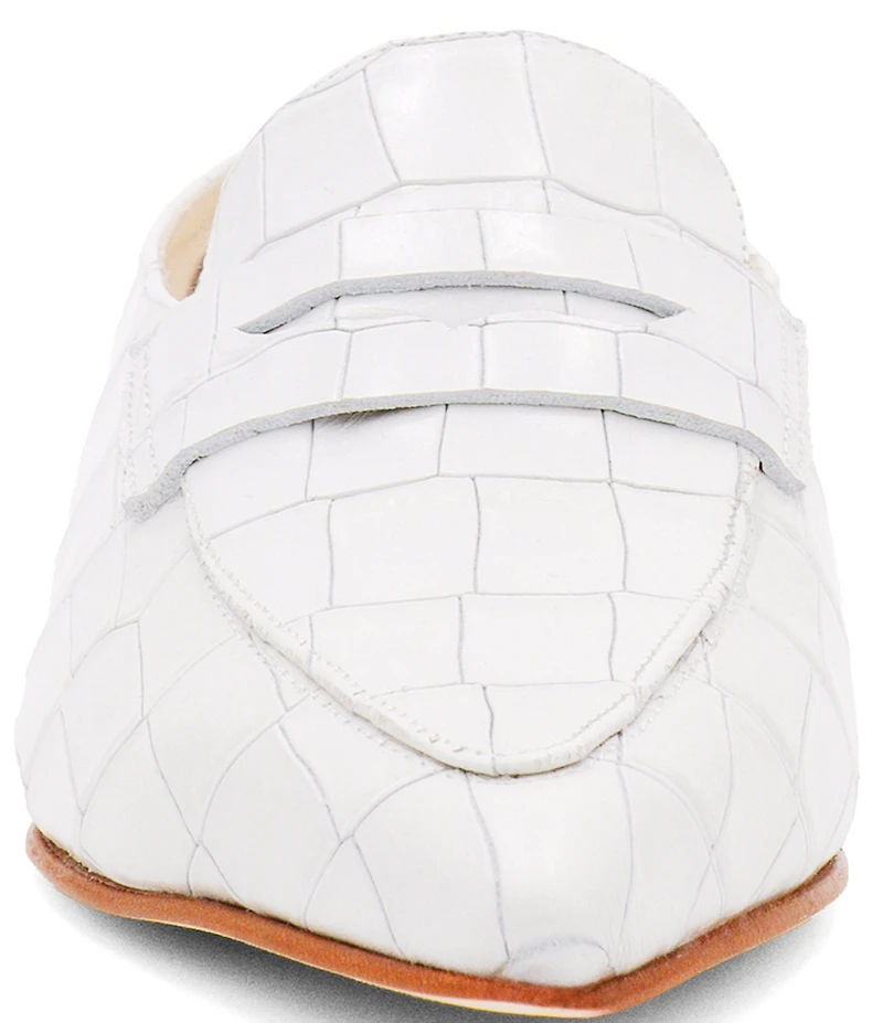 Amalfi Adepto Croco Print Leather Block Heel Mules