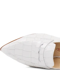 Amalfi Adepto Croco Print Leather Block Heel Mules