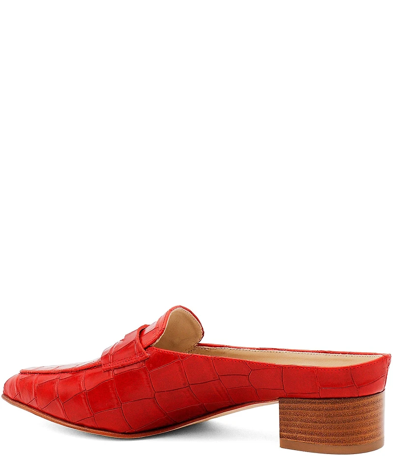 Amalfi Adepto Croco Print Leather Block Heel Mules