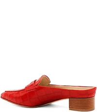 Amalfi Adepto Croco Print Leather Block Heel Mules