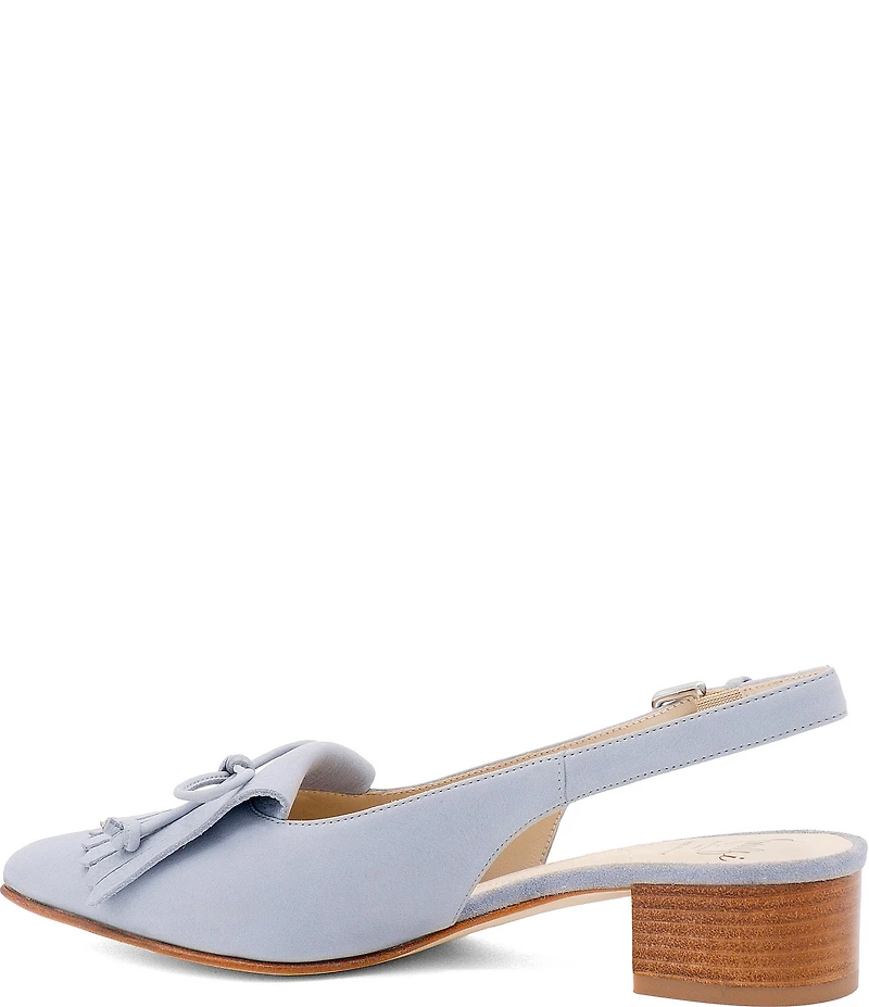 Amalfi Aguglia Leather Bow Kiltie Slingback Block Heel Pumps