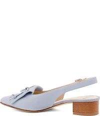 Amalfi Aguglia Leather Bow Kiltie Slingback Block Heel Pumps