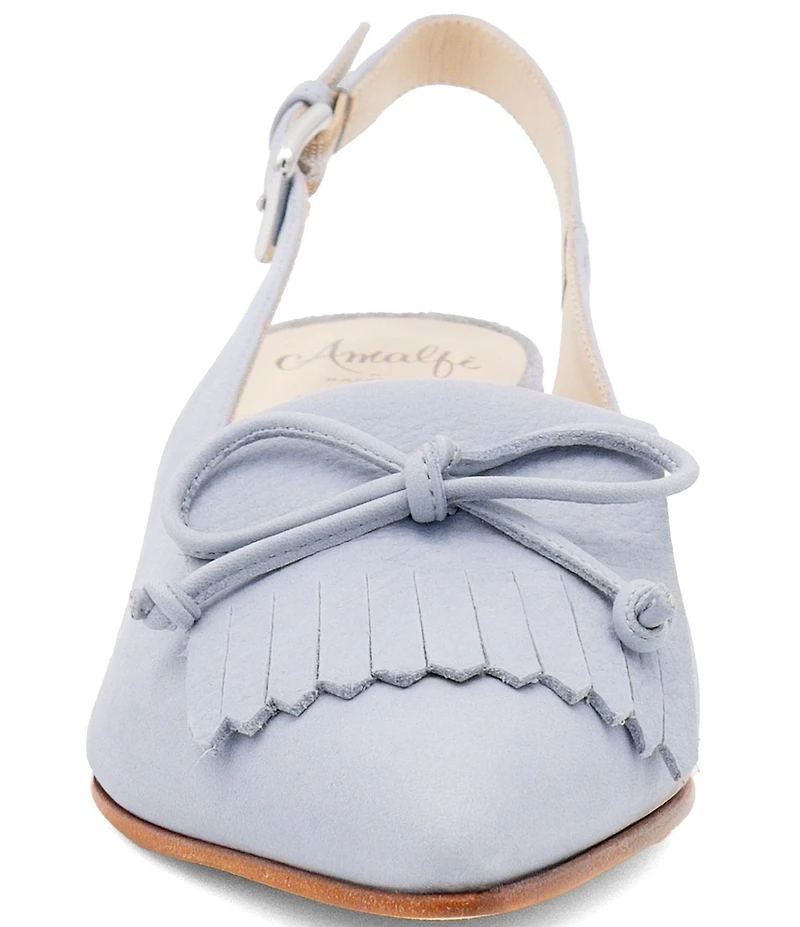 Amalfi Aguglia Leather Bow Kiltie Slingback Block Heel Pumps