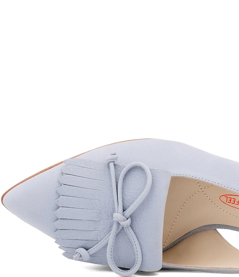 Amalfi Aguglia Leather Bow Kiltie Slingback Block Heel Pumps