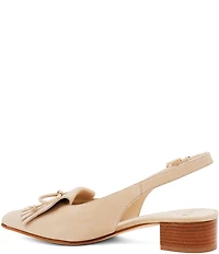 Amalfi Aguglia Leather Bow Kiltie Slingback Block Heel Pumps