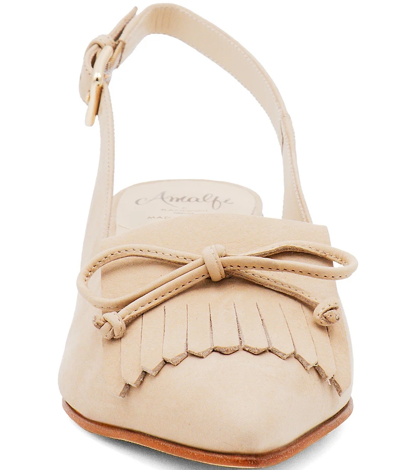 Amalfi Aguglia Leather Bow Kiltie Slingback Block Heel Pumps