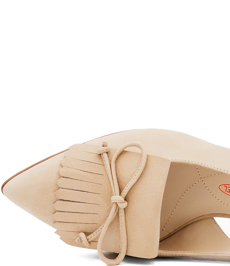 Amalfi Aguglia Leather Bow Kiltie Slingback Block Heel Pumps