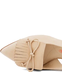 Amalfi Aguglia Leather Bow Kiltie Slingback Block Heel Pumps