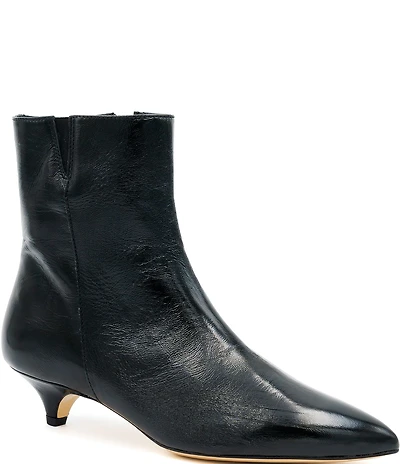 Amalfi Amaretto Patent Leather Kitten Heel Dress Booties
