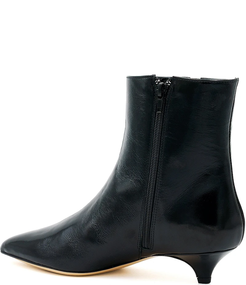 Amalfi Amaretto Patent Leather Kitten Heel Dress Booties