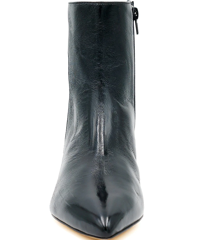 Amalfi Amaretto Patent Leather Kitten Heel Dress Booties