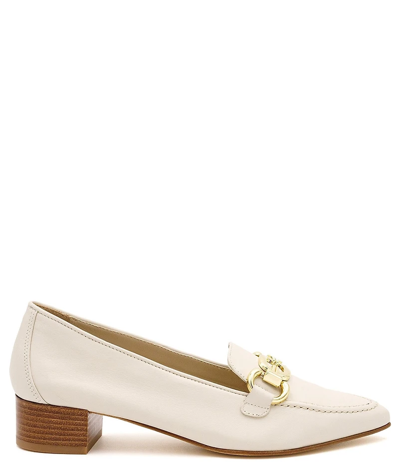 Amalfi Amarone Leather Bit Buckle Block Heel Loafer Pumps