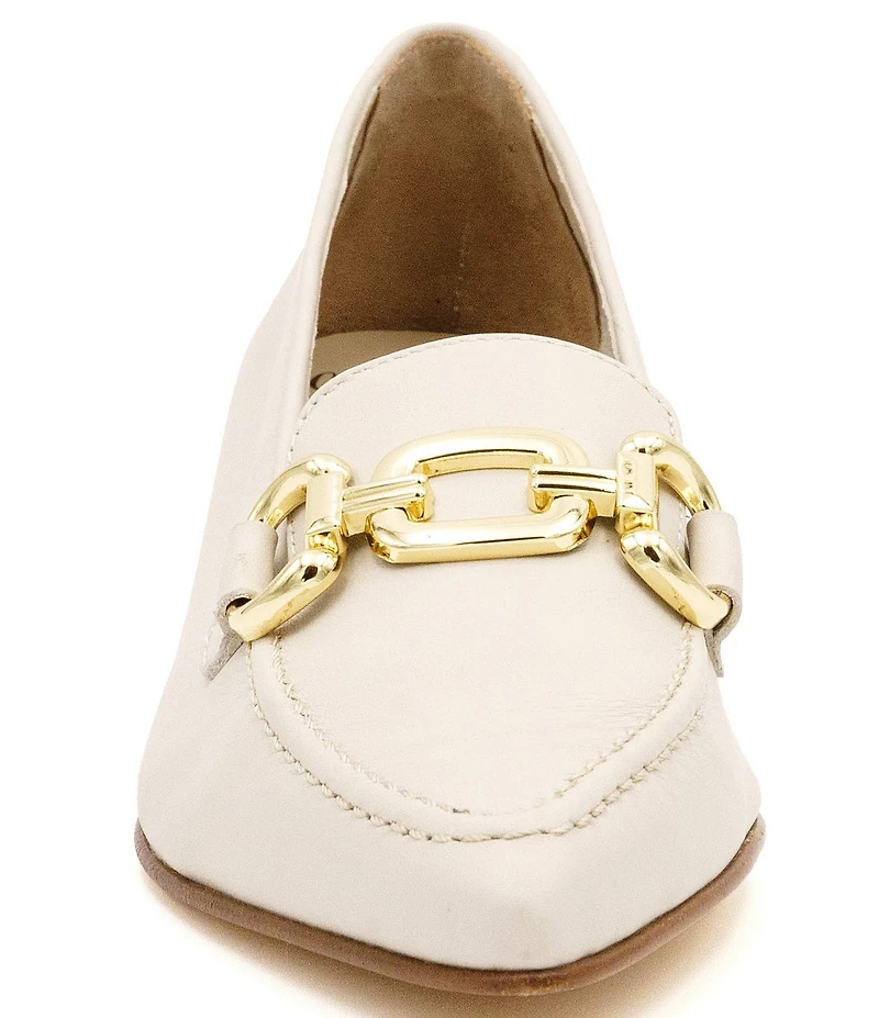 Amalfi Amarone Leather Bit Buckle Block Heel Loafer Pumps