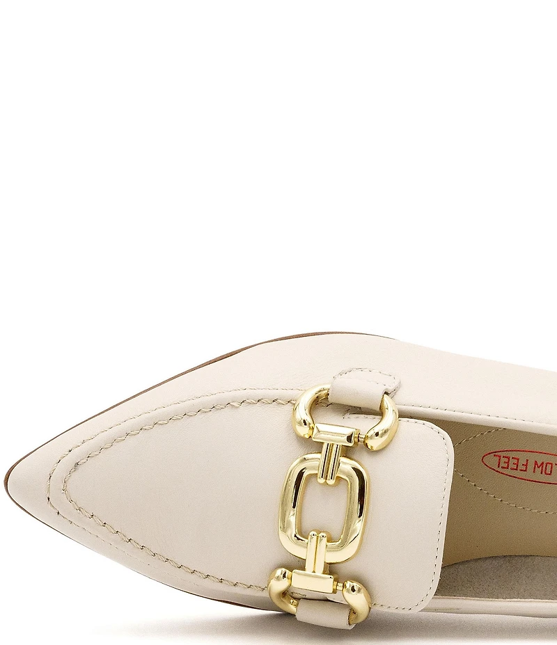 Amalfi Amarone Leather Bit Buckle Block Heel Loafer Pumps