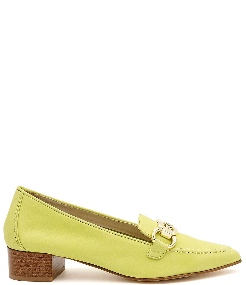 Amalfi Amarone Leather Bit Buckle Block Heel Loafer Pumps