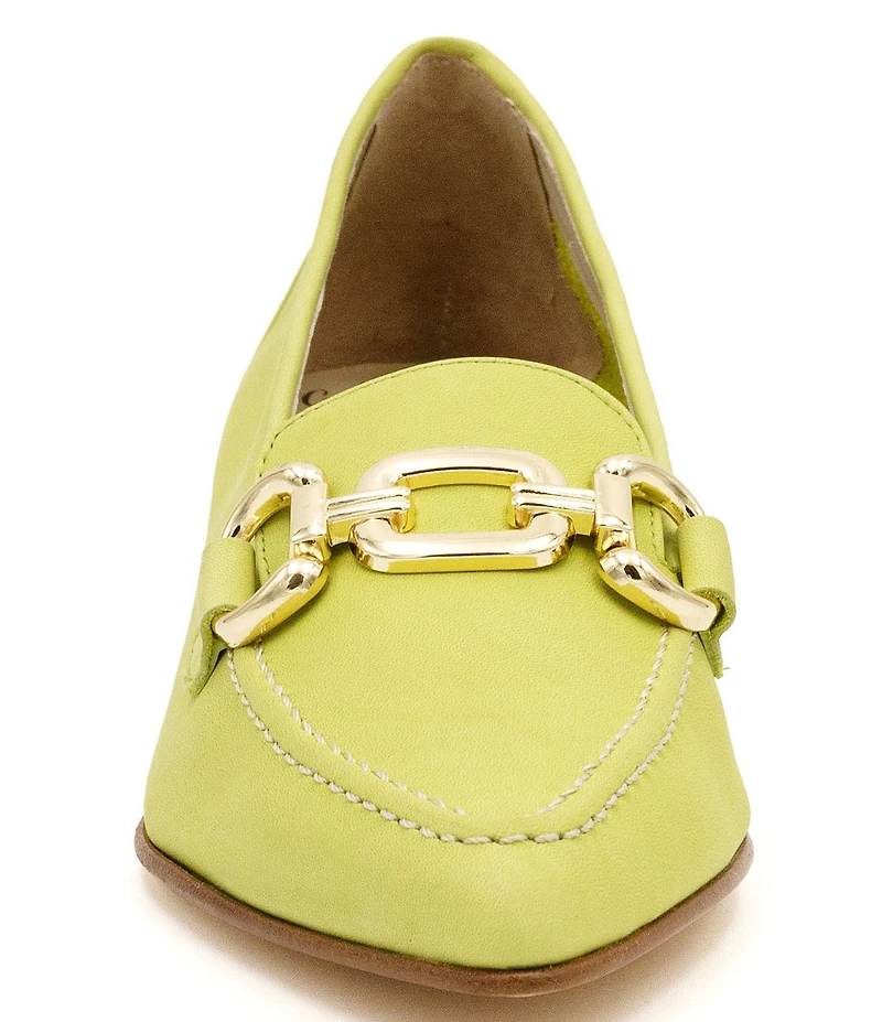 Amalfi Amarone Leather Bit Buckle Block Heel Loafer Pumps