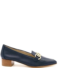 Amalfi Amarone Leather Bit Buckle Block Heel Loafer Pumps
