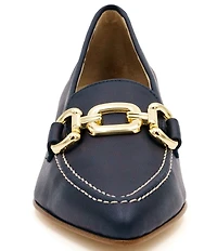 Amalfi Amarone Leather Bit Buckle Block Heel Loafer Pumps