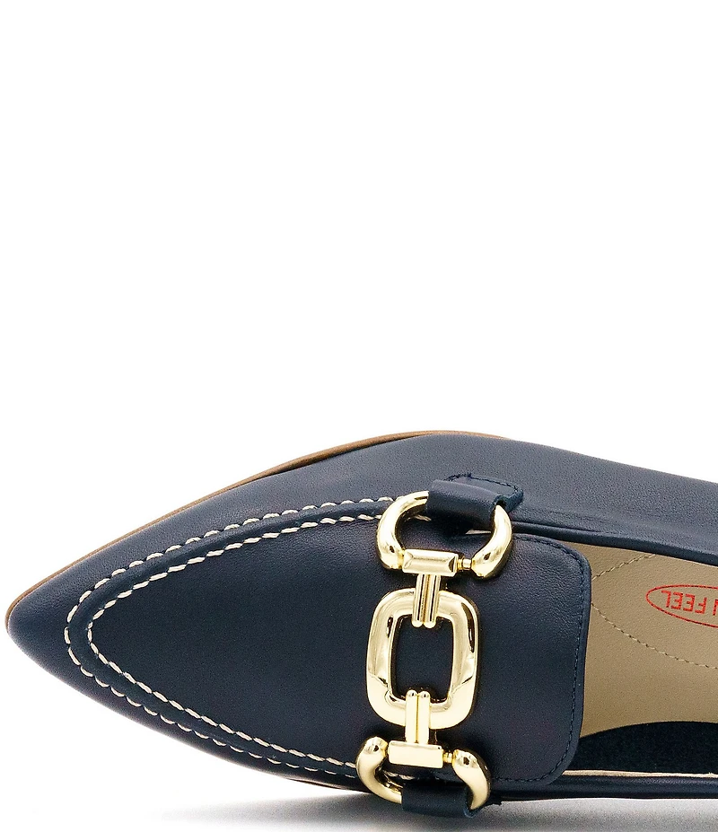 Amalfi Amarone Leather Bit Buckle Block Heel Loafer Pumps