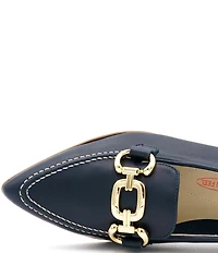 Amalfi Amarone Leather Bit Buckle Block Heel Loafer Pumps