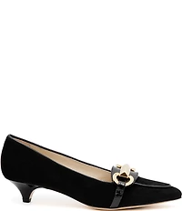 Amalfi Astarte Nubuck Suede Strap Hardware Kitten Heel Loafer Pumps