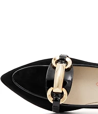 Amalfi Astarte Nubuck Suede Strap Hardware Kitten Heel Loafer Pumps