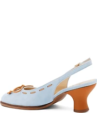 Amalfi Baila Bow Suede Slingback Block Heel Pumps