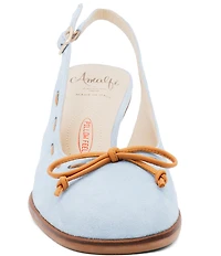 Amalfi Baila Bow Suede Slingback Block Heel Pumps