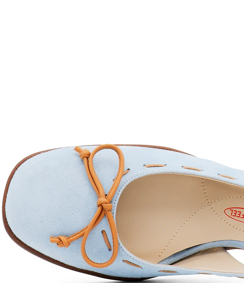 Amalfi Baila Bow Suede Slingback Block Heel Pumps