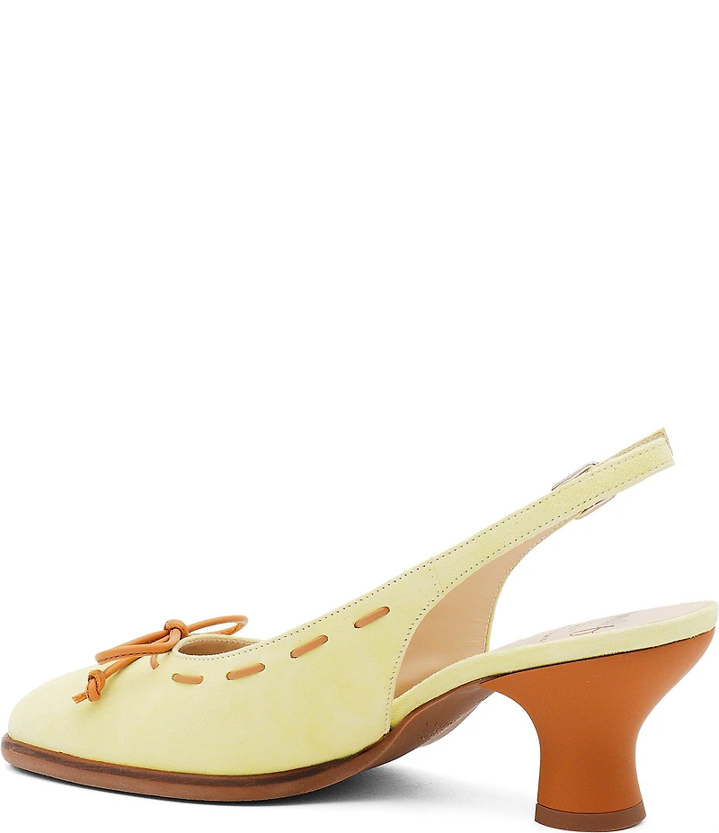 Amalfi Baila Bow Suede Slingback Block Heel Pumps