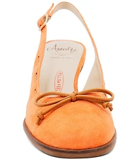 Amalfi Baila Bow Suede Slingback Block Heel Pumps