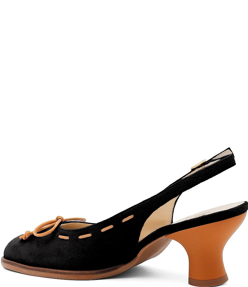 Amalfi Baila Bow Suede Slingback Block Heel Pumps